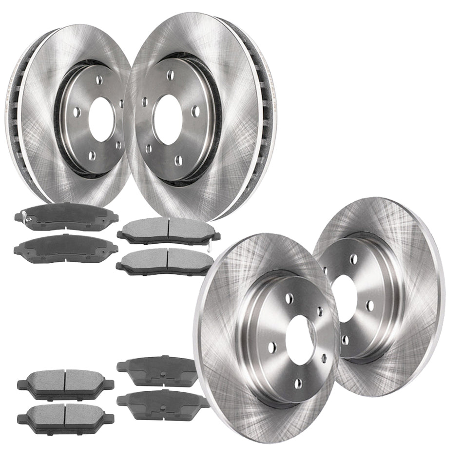 MotorbyMotor Front Rear Brake Kit Rotors and Ceramic Pads  Chevy Cobalt Malibu, Pontiac G5 G6, Saturn Aura Slotted Disc Brake Rotor & Brake Pad