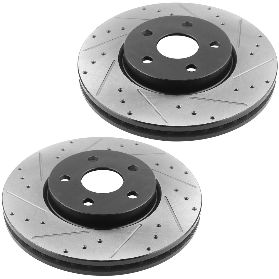 MotorbyMotor Front Rear Brake Kit Rotors and Ceramic Pads Fits for 2010-2017 Chevy Equinox, 10-17 GMC Terrain E-Coating Drilled & Slotted Brake Rotor & Brake Pads