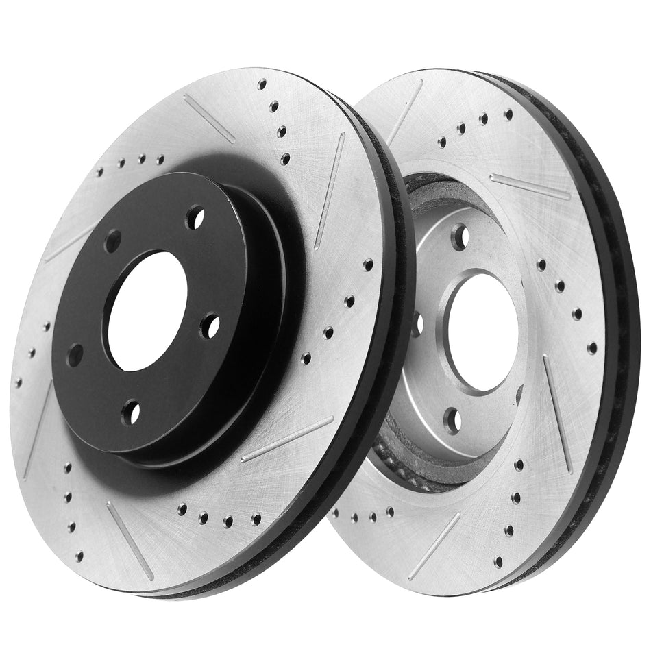 Front Drilled and Slotted Disc Brake Rotors for Scion XB,Toyota Rav4,Toyota Prius, Lexus HS250H