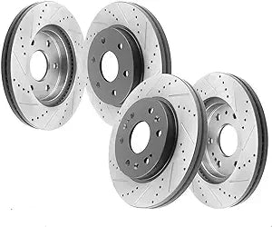 MotorbyMotor Front & Rear Rotors Replacement for 2010-2011 Ford F-150 E-Coating Drilled & Slotted Disc Brake Rotor 54153, 54111 MotorbyMotor