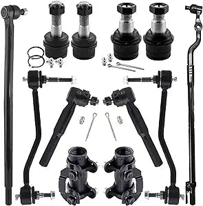 MotorbyMotor 4WD Front Suspensiont Kit Replacement for 2000-2005 Ford Excursion, 2000-2004 Ford F-250 F-350 Super Duty Lower Upper Ball Joints and Tie Rod End Sway Bar Links 12pc Set MotorbyMotor