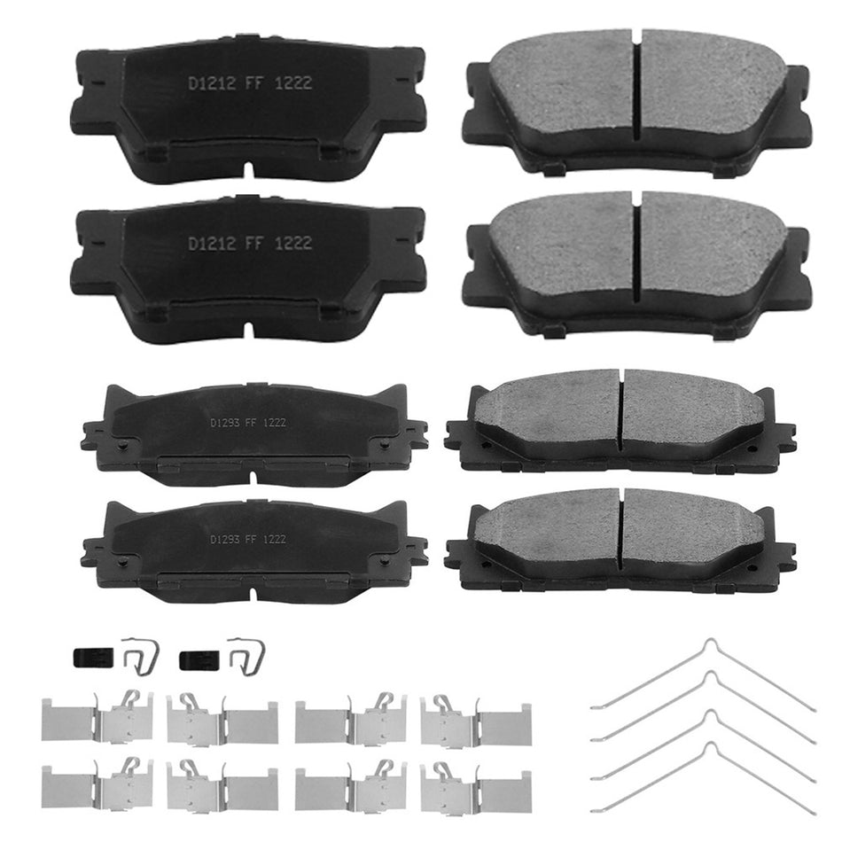 MotorbyMotor Front Rear Brakes and Rotors fits for 2007-2011 Toyota Camry, 2008-2012 Toyota Avalon, 2007-2012 Lexus ES350 Slotted Disc Brake Rotor & Ceramic Brake Pads, Brake Kits