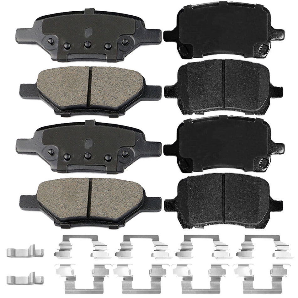 Chevrolet Pontiac Saturn Front Rear Ceramic Brake Pads with Hardware Kits