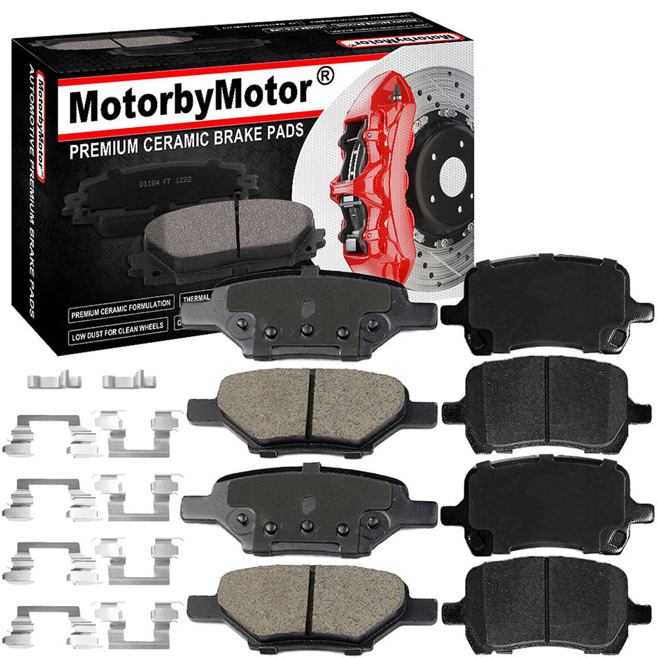 Chevrolet Pontiac Saturn Front Rear Ceramic Brake Pads with Hardware Kits