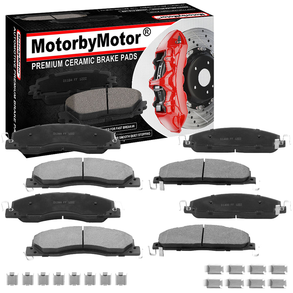 Dodge Ram Accord Front & Rear Ceramic Brake Pads with Hardware Kits