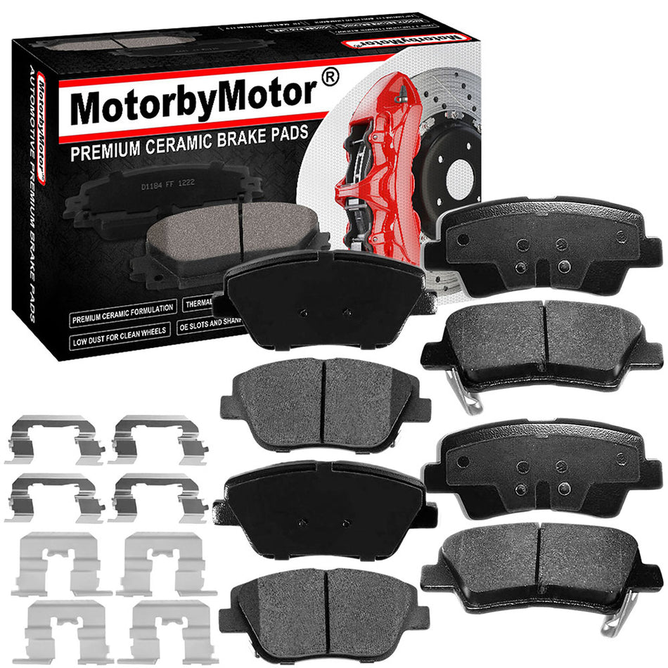 Hyundai Kia Front Rear Ceramic Brake Pads with Hardware Kits