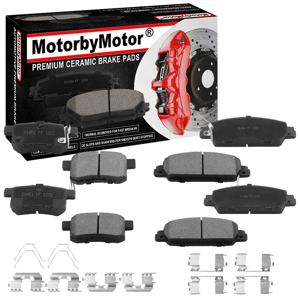 Honda Accord Front & Rear Ceramic Brake Pads with Hardware Kits