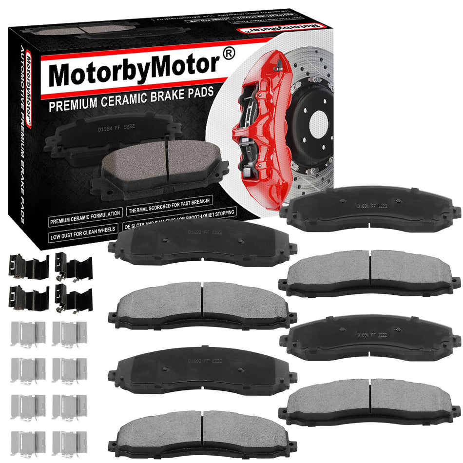 Ford F-250 Super Duty Front Rear Ceramic Brake Pads with Hardware