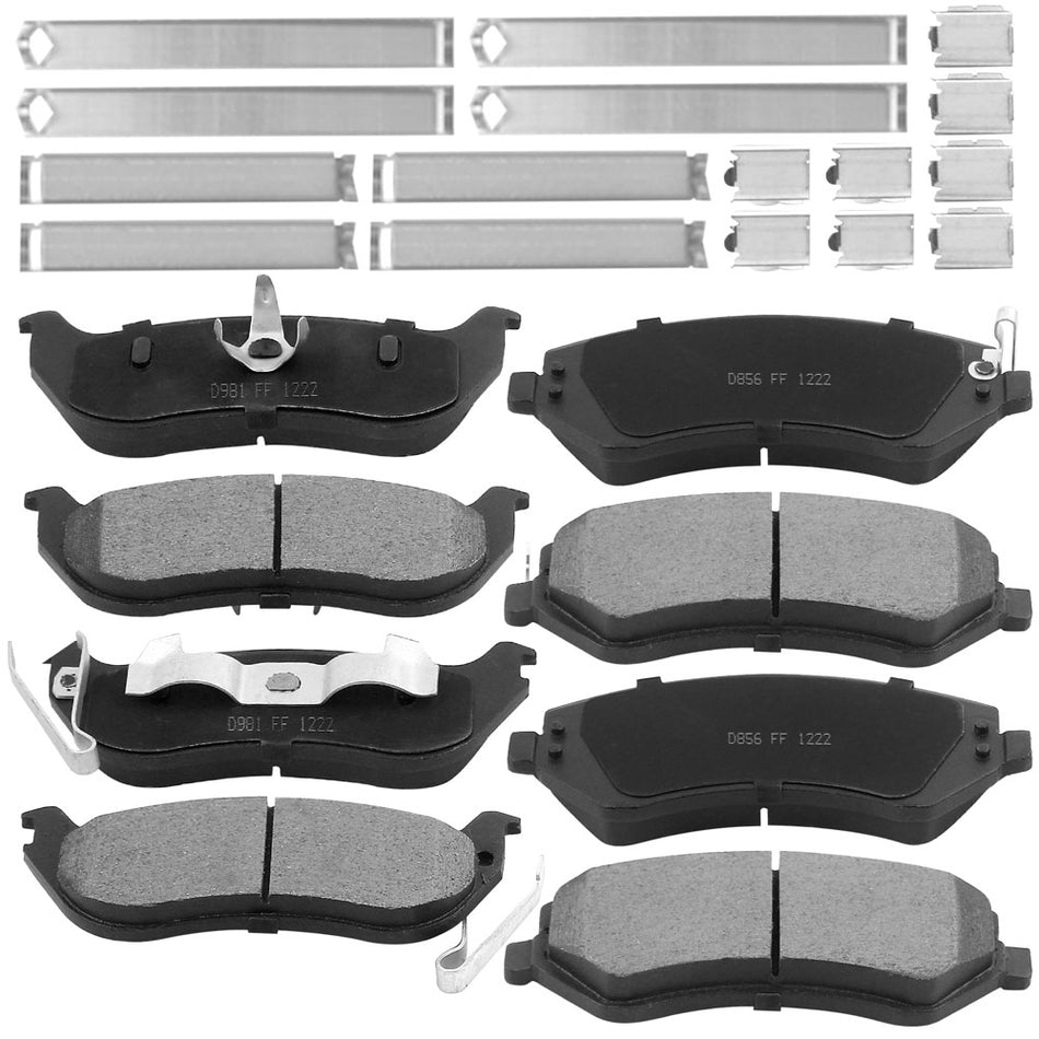 Jeep Liberty Front Rear Ceramic Brake Pads with Hardware