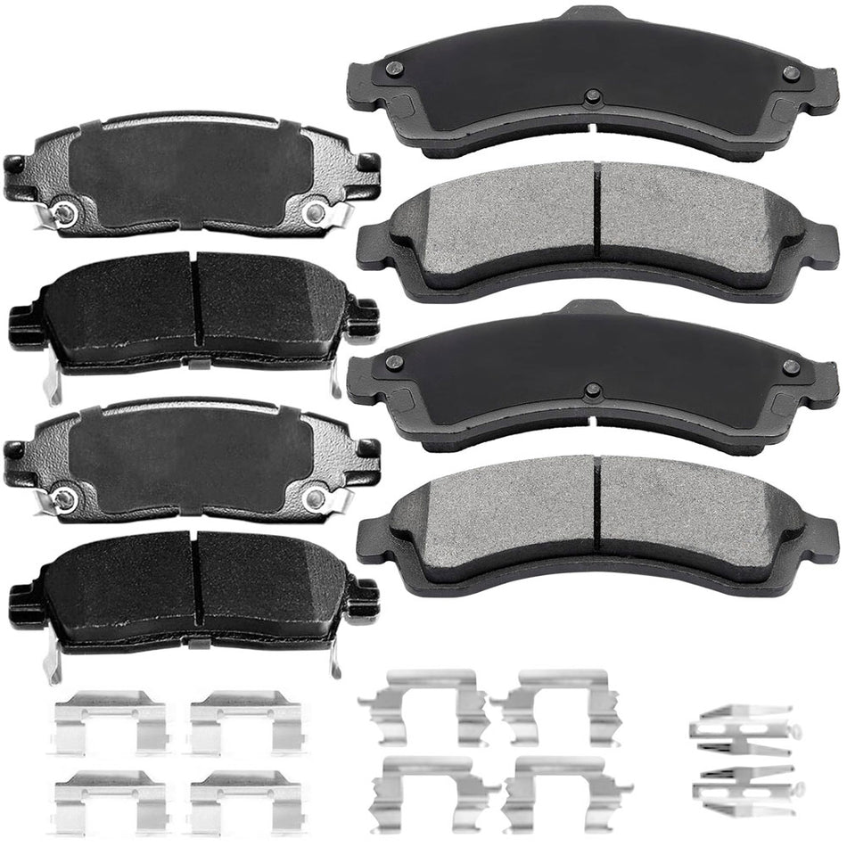 Buick GMC SAAB Oldsmobile Chevrolet Front Rear Ceramic Brake Pads with Hardware