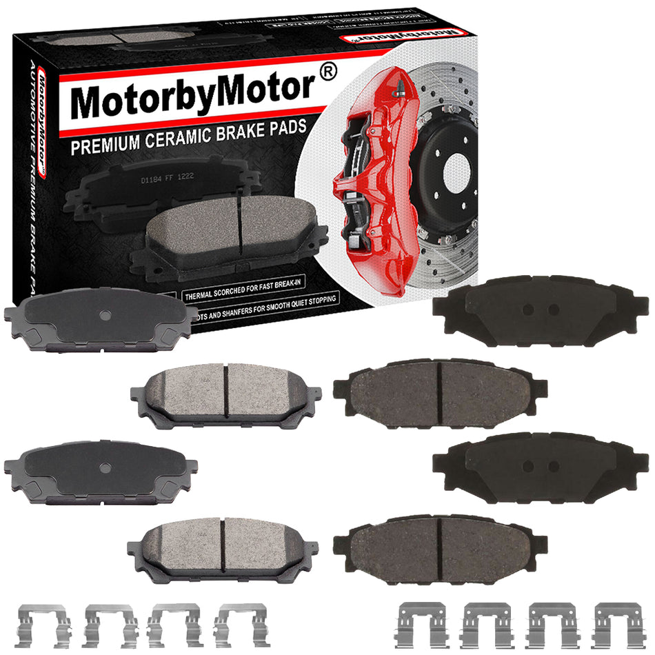 Subaru Front Rear Ceramic Brake Pads with Hardware Kits