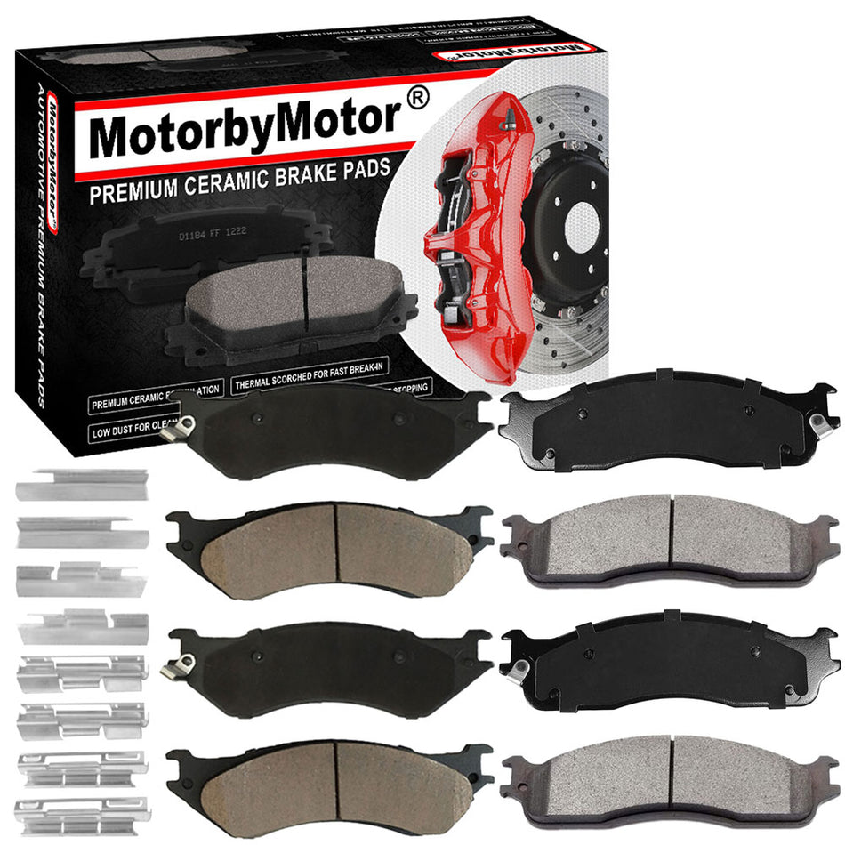 Dodge Ram Front Rear Ceramic Brake Pads with Hardware Kits