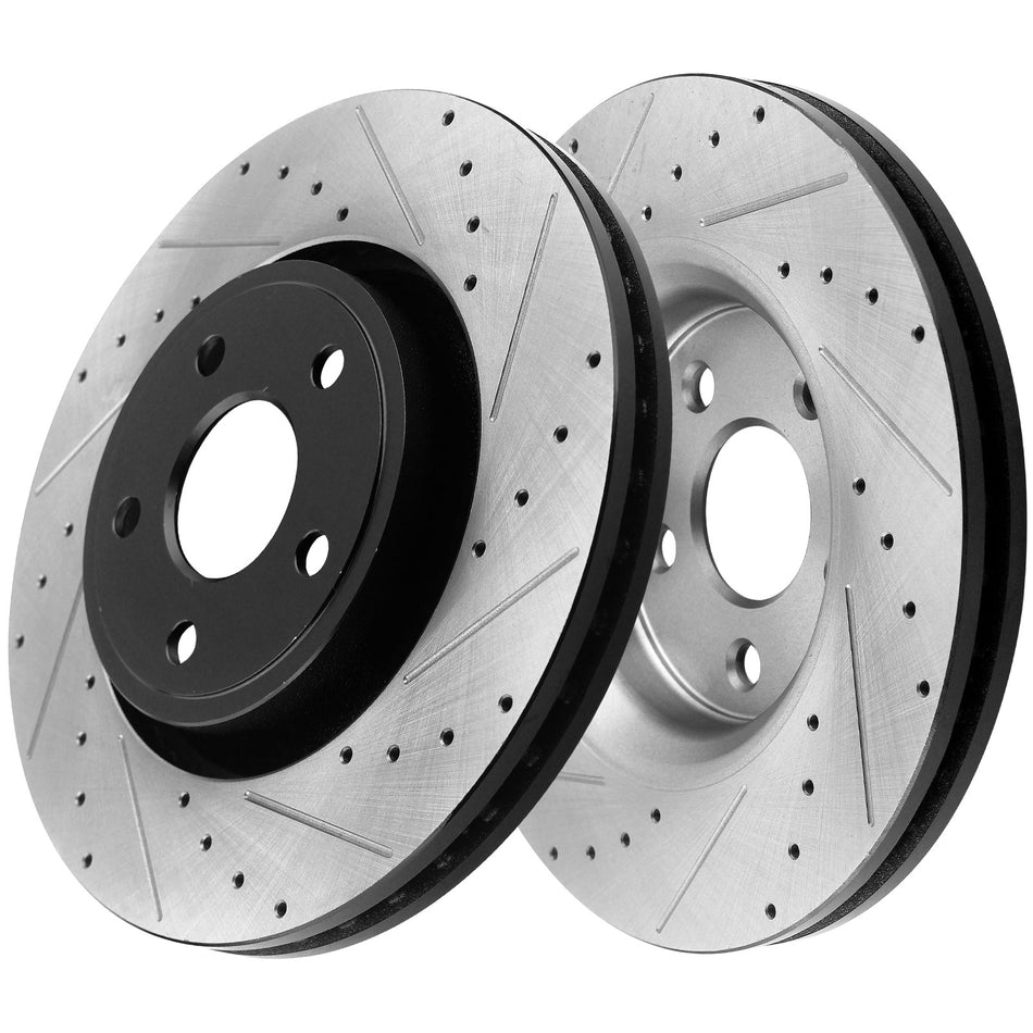 Front Drilled and Slotted Disc Brake Rotors for Dodge Durango, Jeep Grand Cherokee