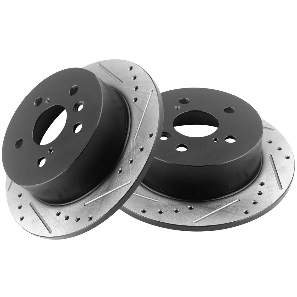 Rear Drilled and Slotted Disc Brake Rotors for Lexus ES300H ES350, Toyota Avalon Camry