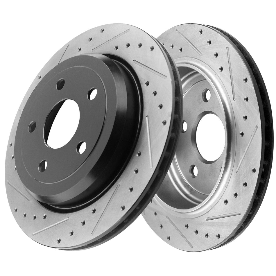 Rear Drilled and Slotted Disc Brake Rotors for Jeep Grand Cherokee (EXCLUDING SRT MODELS), Dodge Durango