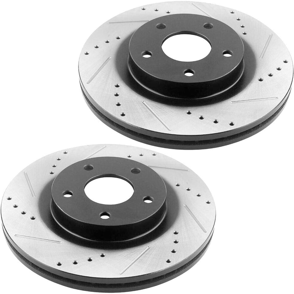 Rear Drilled and Slotted Disc Brake Rotors for Hyundai Azera Sonata Tucson, Kia Cadenza Optima