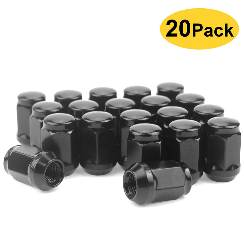 20pcs 12mmx1.5 Wheel Lug Nuts, Bulge Acorn Steel Lug Nuts Cone Seat M12x1.5 Fits for Honda Acura Ford Chevy (Glossy Black) MotorbyMotor