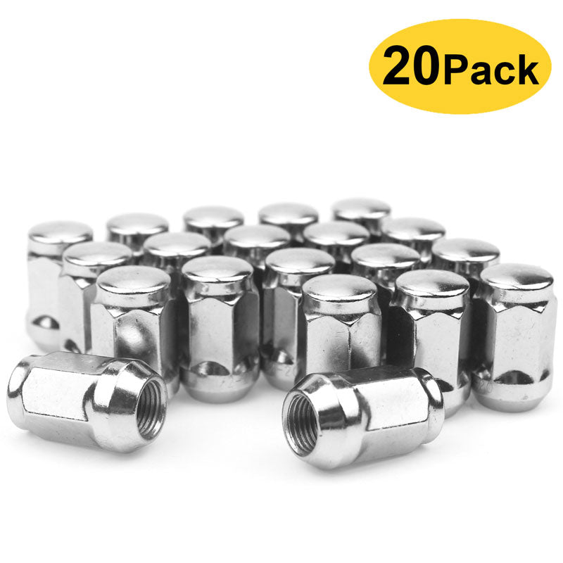 20pcs 12mmx1.5 Wheel Lug Nuts,Polished Stainless M12x1.5 Lug Nuts Chrome Bulge Acorn Lug Nuts Fits for Ford Fusion Escape Acura Honda Chevy MotorbyMotor