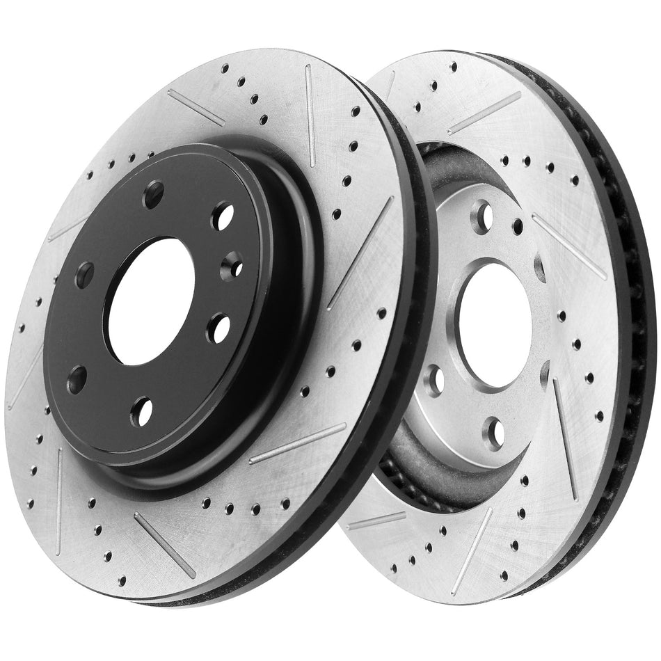 Front Drilled & Slotted Disc Brake Rotor Replacement for Buick Enclave, Chevy Traverse, GMC Acadia, Saturn Outlook-12.80" (325mm) 6 Lugs MotorbyMotor