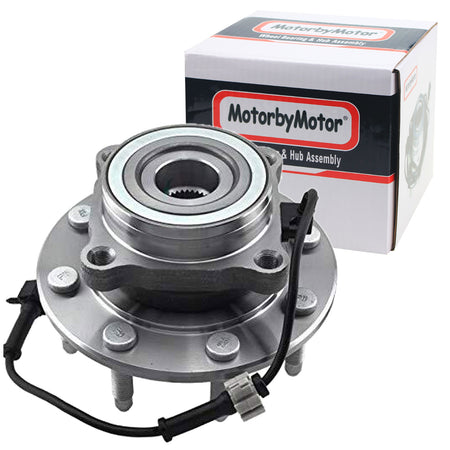 MotorbyMotor 515058 Front Wheel Bearing and Hub Assembly w/8 Lugs Fits for Chevy Silverado 1500 2500 3500, Avalanche Suburban 2500, GMC Sierra 1500 2500 3500, Yukon XL Hub Bearing (4WD 4x4, w/ABS) MotorbyMotor