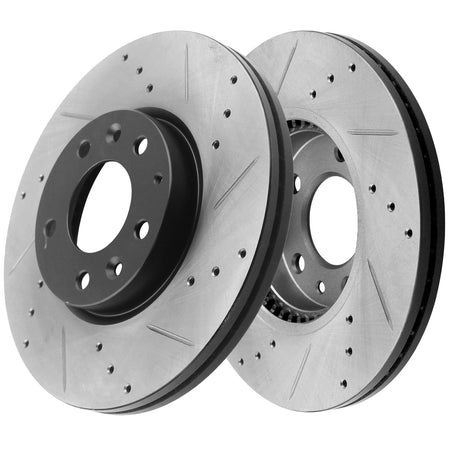 MotorbyMotor Front Brake Rotors 299mm Drilled & Slotted Brake Rotor Fits for Ford Fusion, Lincoln MKZ Zephyr, Mazda 6 (Not Included Speed Model), Mercury Milan-All Models MotorbyMotor