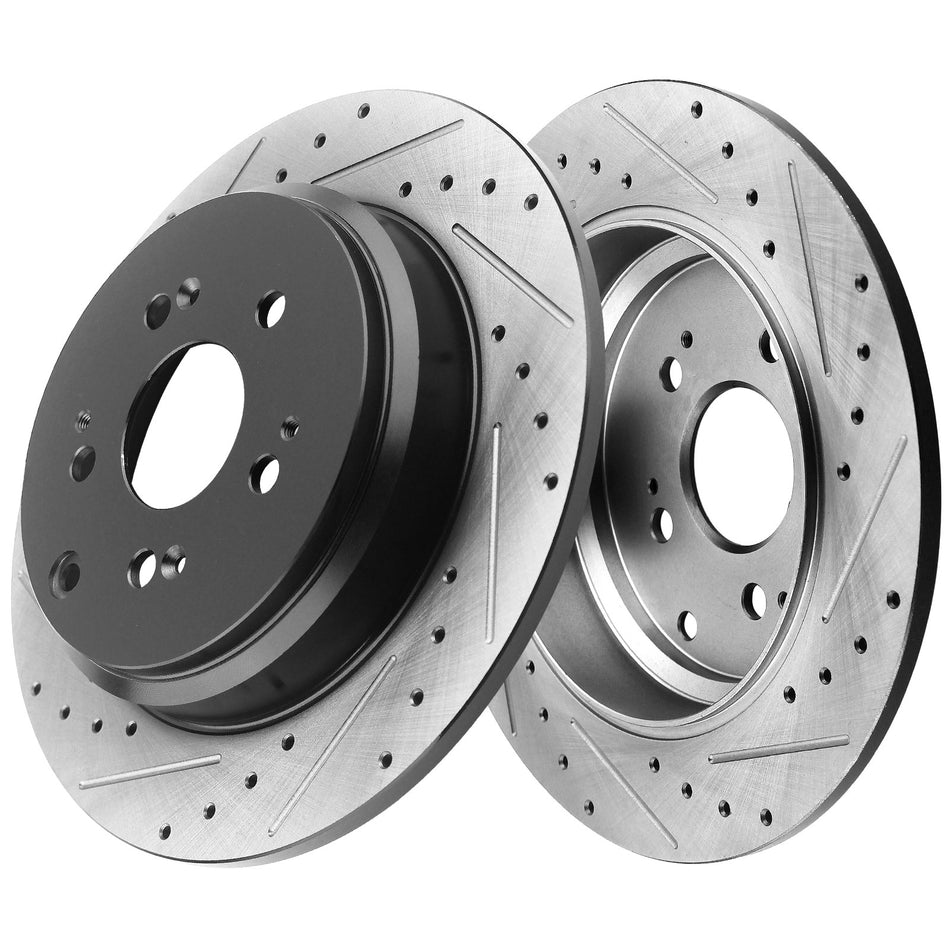 Rear Brake Rotors 334mm Drilled & Slotted Brake Rotor Fits for Acura MDX ZDX, Honda Pilot Odyssey-All Models MotorbyMotor