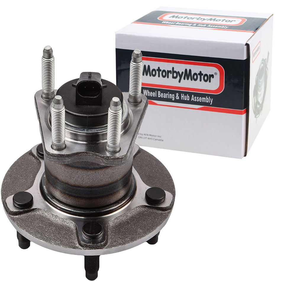 MotorbyMotor 512285 Rear Wheel Bearing and Hub Assembly w/5 Lugs Fits for Chevrolet Cobalt HHR Malibu, Pontiac G6 Saturn Aura Low-Runout OE Directly Replacement Hub Bearing w/4-Wheel ABS MotorbyMotor