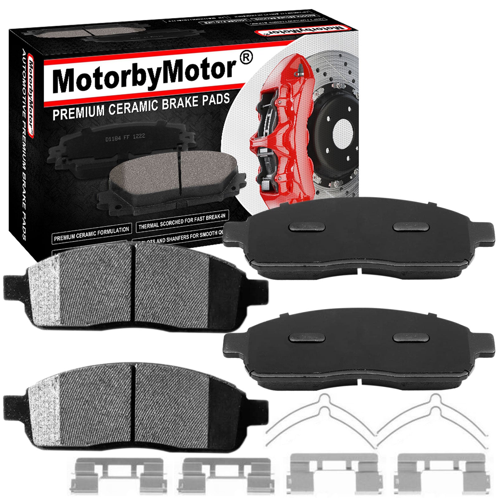 Front Ceramic Brake Pads w/Hardware Kits Fits for Ford F-150 2005
