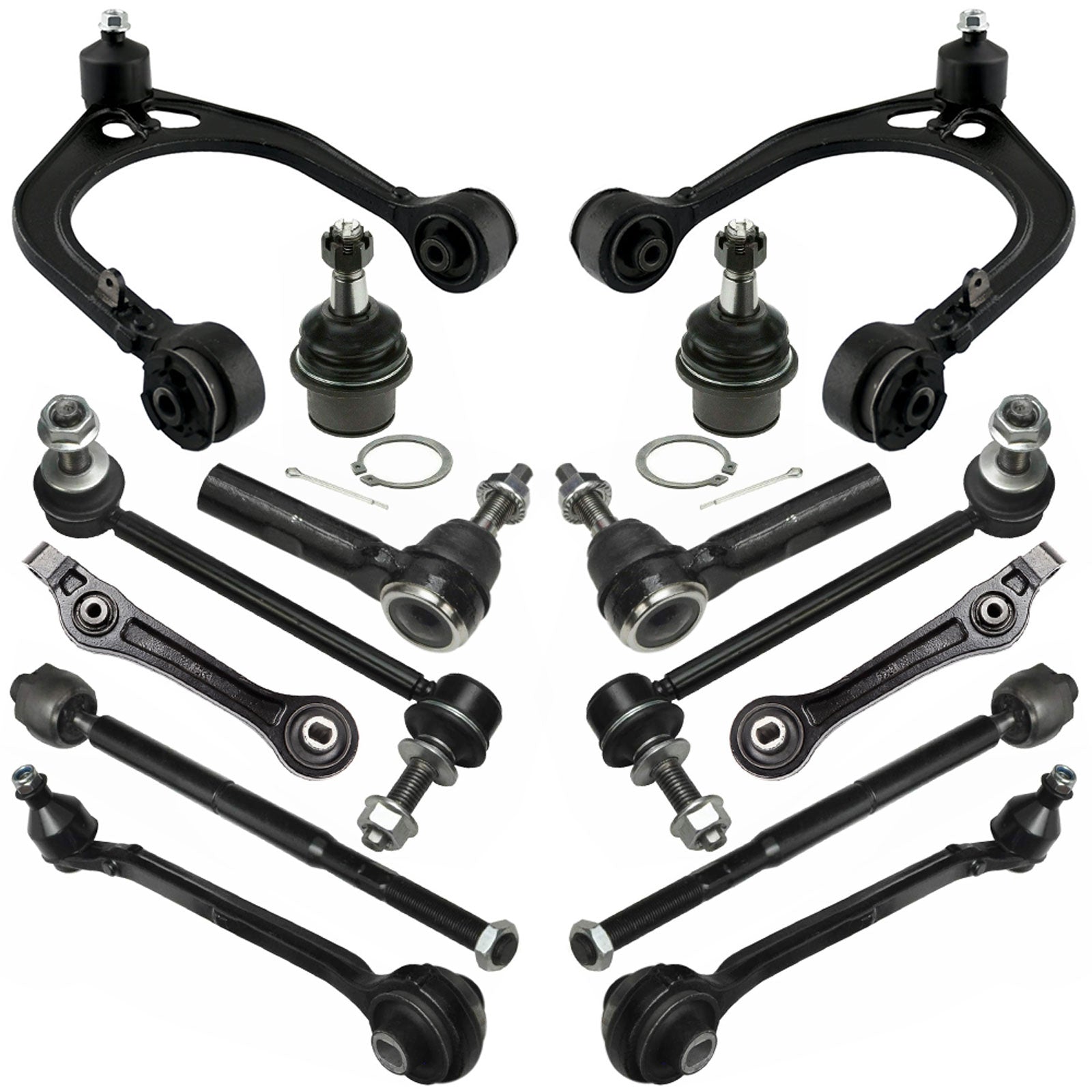 MotorbyMotor 14pc Front Upper and Lower Control Arm Suspension Kit Pre