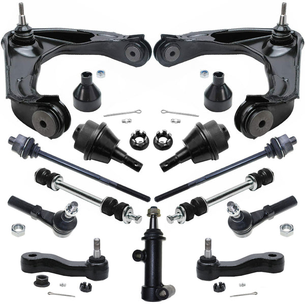 MotorbyMotor 13pc Front Upper and Lower Control Arm Suspension Kit Ball Joint w/Tie Rods Sway Bar Links Fits for Chevy Avalanche Suburban 2500, Silverado 1500 2500 3500,GMC Sierra 1500 2500 3500 MotorbyMotor