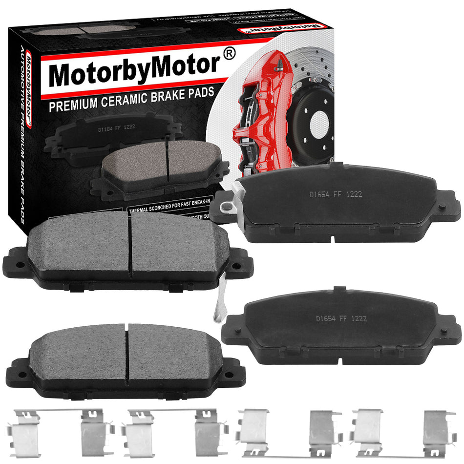 Front Ceramic Brake Pads w/Hardware Kits Fits for Honda HR-V 2016 - 2020, Honda Accord 2013-2020-Ceramic Low Dust Brake Pad-4 Pack MotorbyMotor