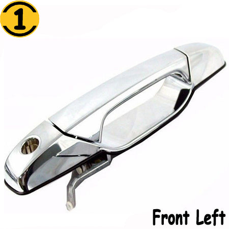 Front Left Exterior Door Handle Fits for Cadillac Escalade, Chevy Avalanche Silverado Suburban Tahoe, GMC Sierra Yukon Yukon XL 1500 2500 Driver Side Outer Door Handles (Chrome Silver) MotorbyMotor