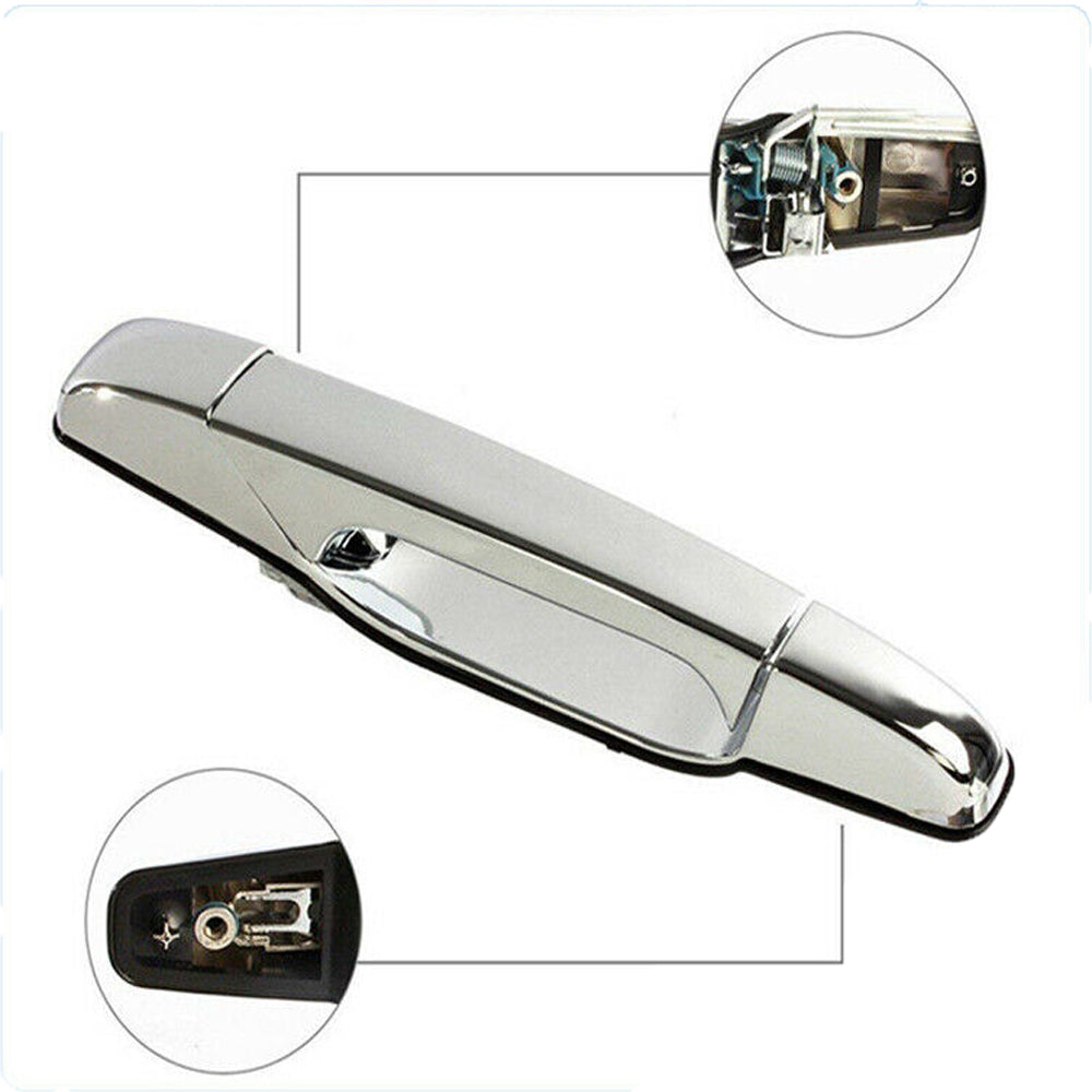 Rear Right Exterior Door Handle Fits for Cadillac Escalade, Chevy Avalanche Silverado Suburban Tahoe,GMC Sierra Yukon Yukon XL 1500 2500 Rear Passenger Side Outer Door Handles (Chrome Silver) MotorbyMotor