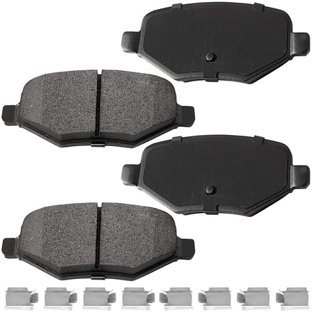 Rear Ceramic Brake Pads w/Hardware Kits Fits for Ford Edge Explorer Taurus Flex, Lincoln MKS MKT-Low Dust Brake Pad-4 Pack MotorbyMotor