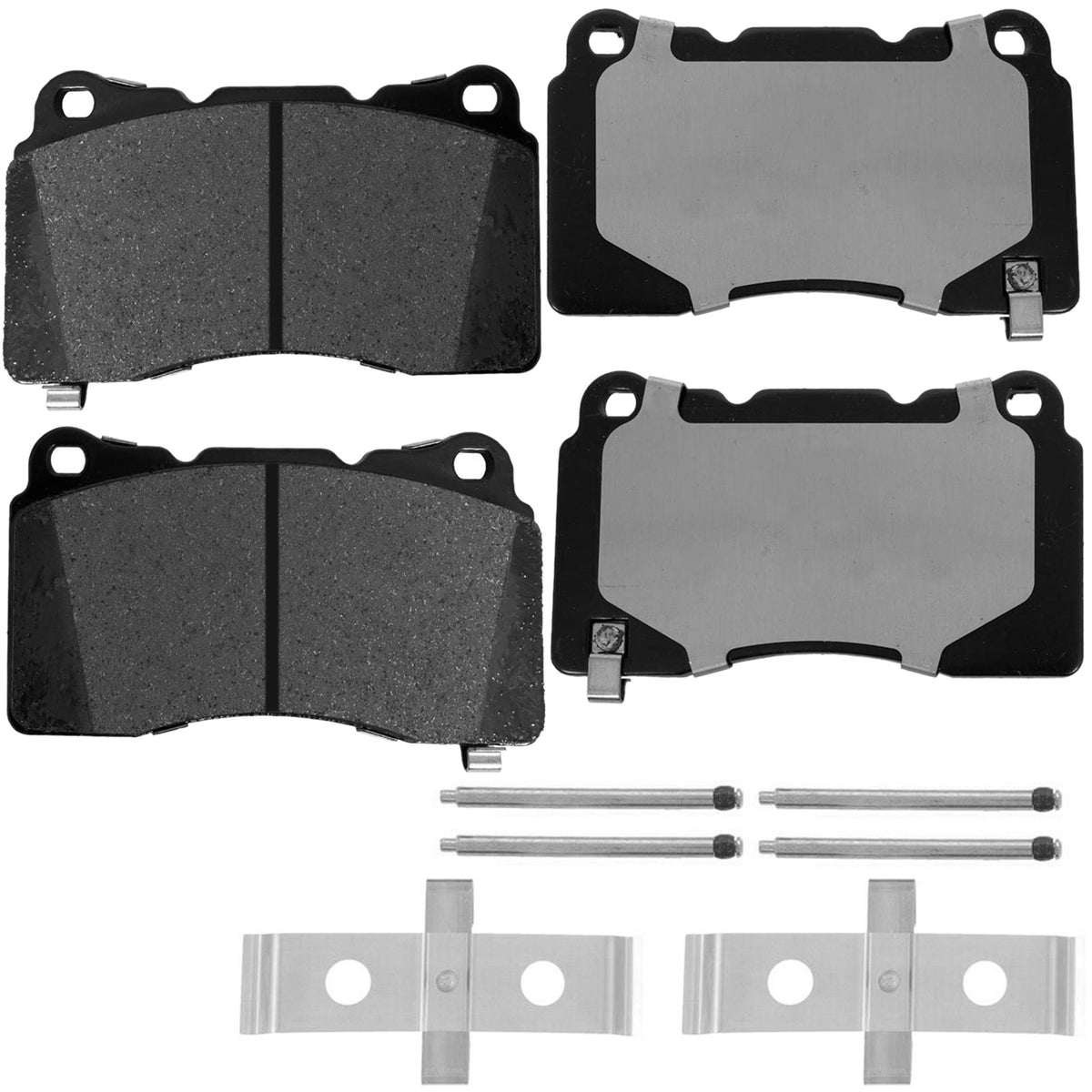 MotorbyMotor 4PC Front Ceramic Brake Pads with Hardware Kits, Buick Regal Sportback Tourx, Caillac ATS CT6 CTS STS XTS, Chevrolet Camaro Corvette, Ford GT Mustang, Hyundai Genesis Coupe, Pontiac G8 MotorbyMotor