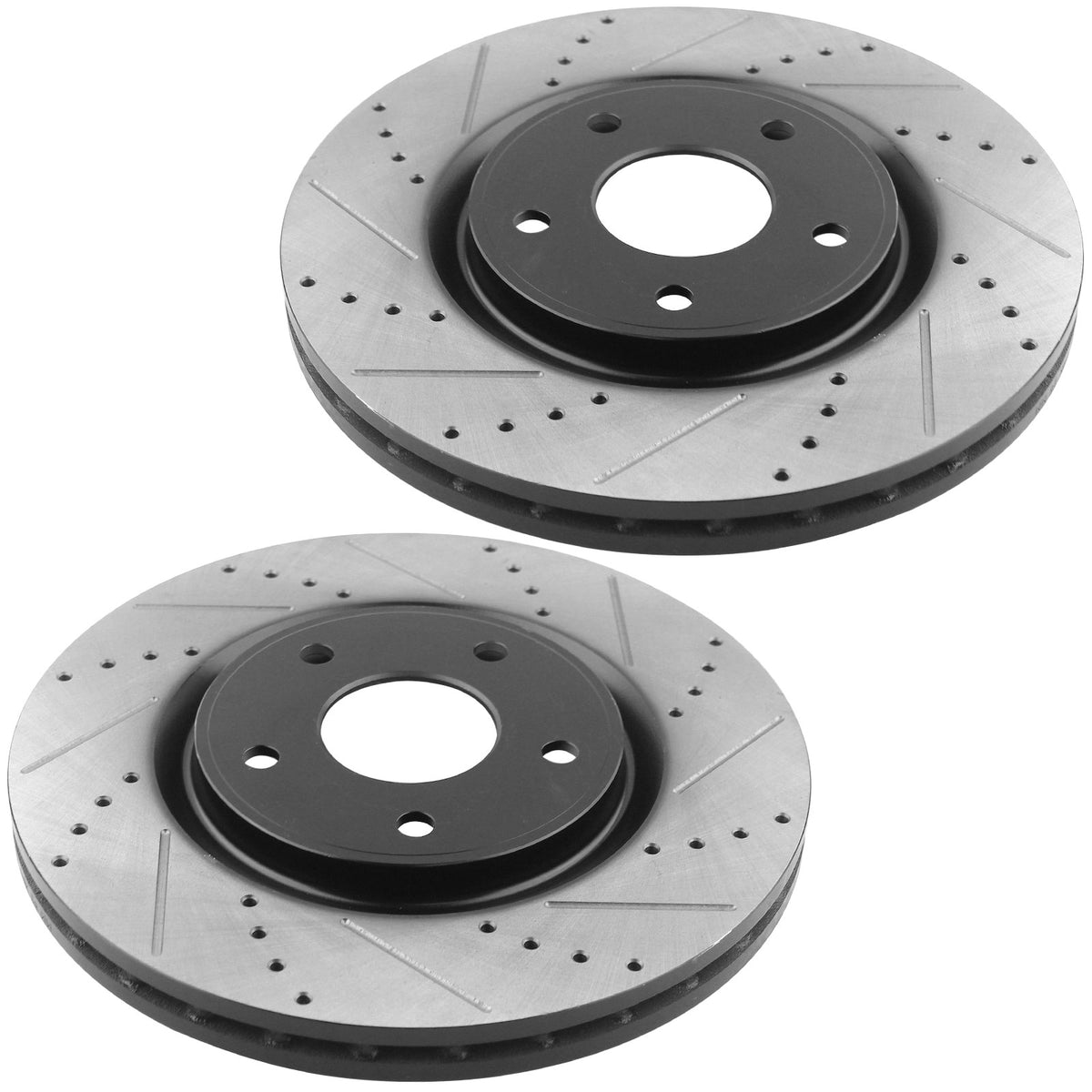 Front Drilled & Slotted Disc Brake Rotors + Ceramic Pads Fits for 17-20 Chrysler Pacifica/Town & Country, Dodge Grand Caravan/Journey, Ram C/V, Volkswagen Routan MotorbyMotor