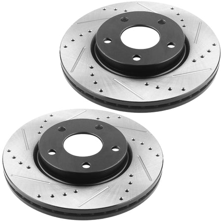 Rear Drilled & Slotted Disc Brake Rotors + Ceramic Pads Fits for 2013-2018 Ford Fusion, 2013-2016, 2013-2016 Lincoln MKZ MotorbyMotor