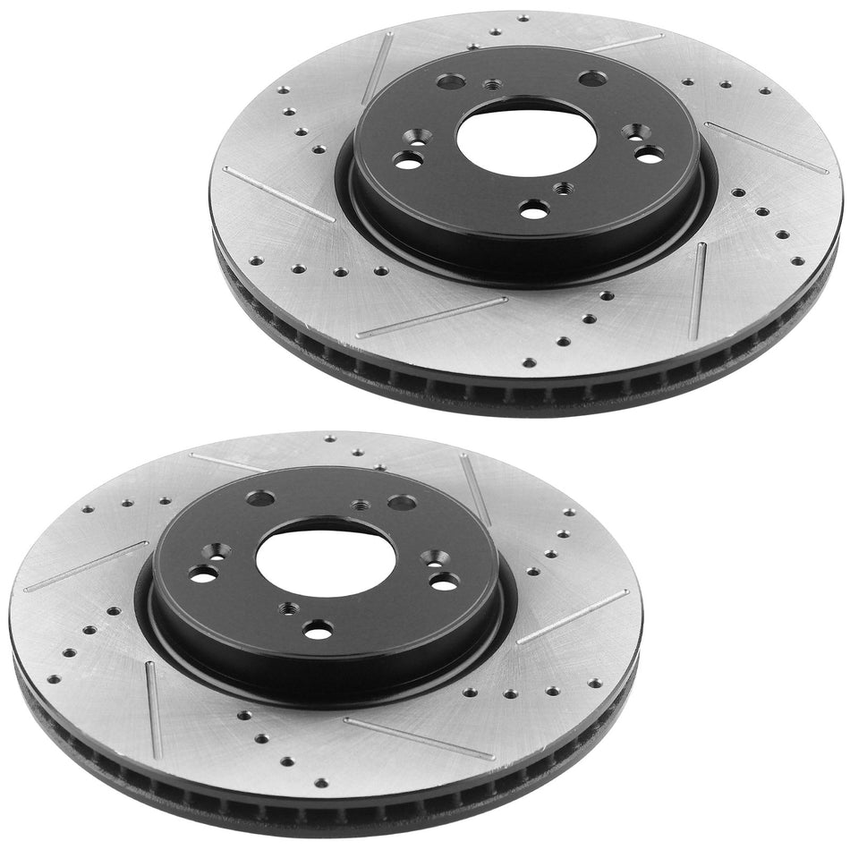 MotorbyMotor Front Brake Rotors 292mm Drilled & Slotted Brake Rotor Fits for Honda Accord Sport Touring Senda EX-L Hybrid EX EX-L LX, EXL MotorbyMotor