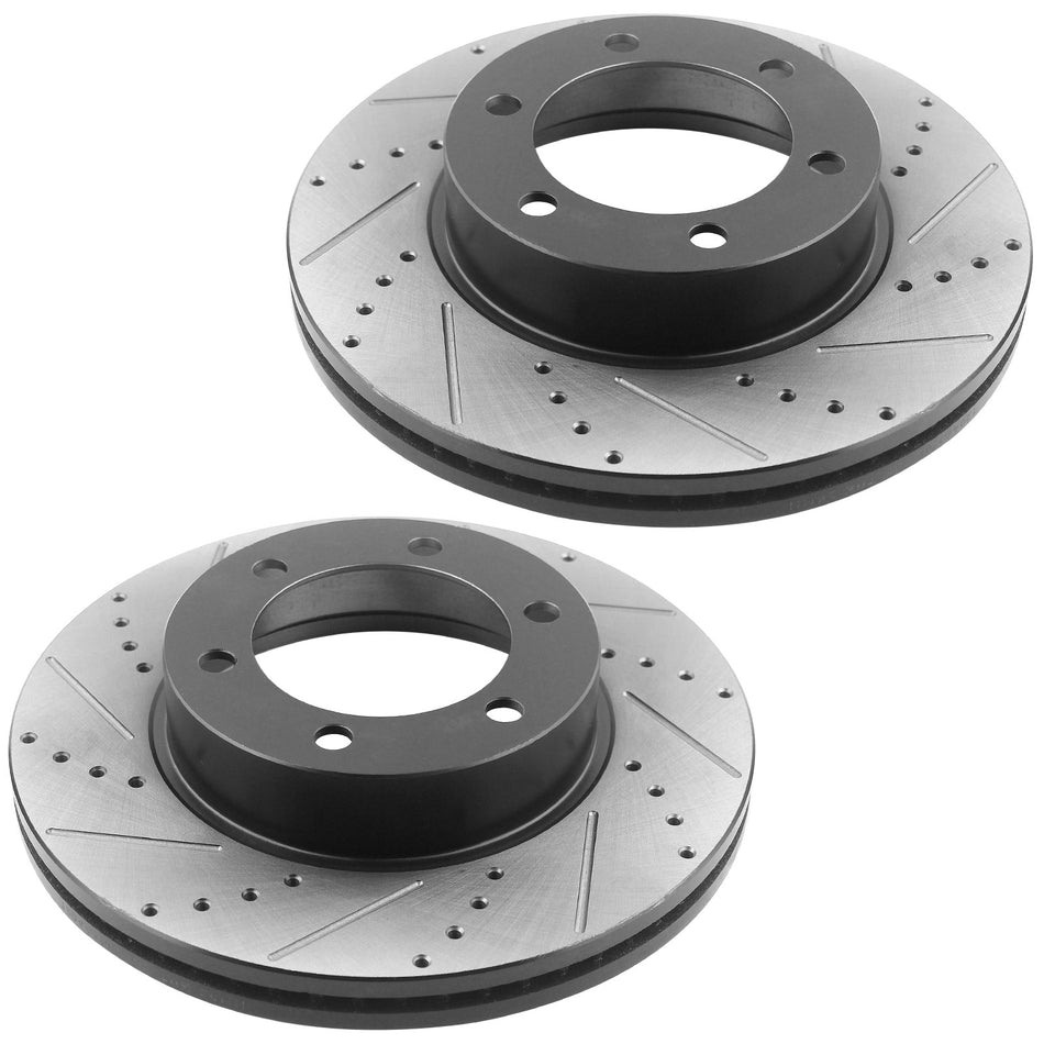 Motorbymotor Front Brake Rotors 319mm Drilled & Slotted Design Brake Rotor & Brake Pad kit Fits for Toyota Tundra,Toyota Sequoia,Toyota Sequoia MotorbyMotor