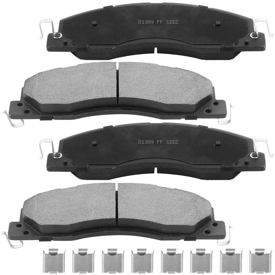 MotorbyMotor 4PC Front Ceramic Brake Pads with Hardware Kits Fits for 2009-2010 Dodge Ram 2500 3500 (Truck Models), Ram 1500 2500 3500 Low Dust Brake Pad MotorbyMotor