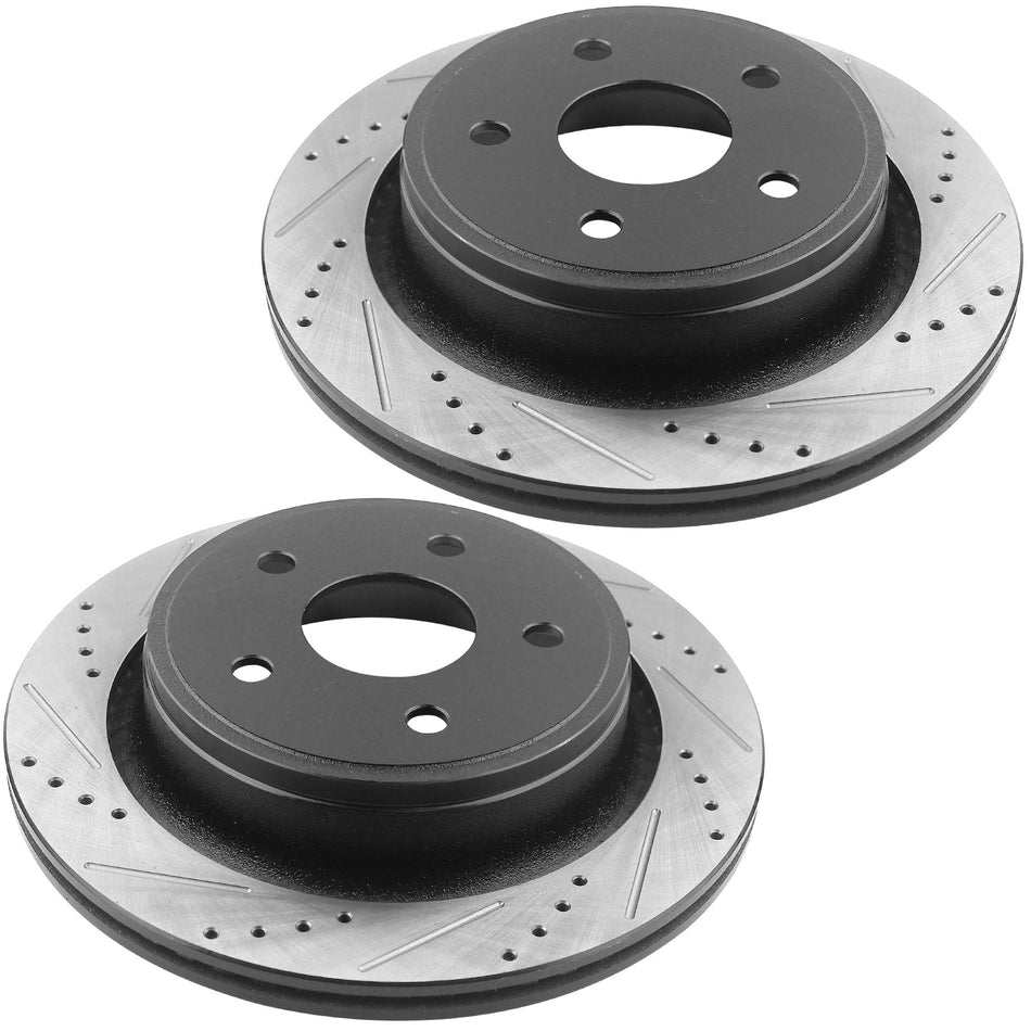 MotorbyMotor-352MM Rear Drilled & Slotted Disc Brake Rotors w/Ceramic Brake Pads Fits for Chrysler Aspen, Dodge Durango Ram 1500 Pickup-5 Lugs MotorbyMotor