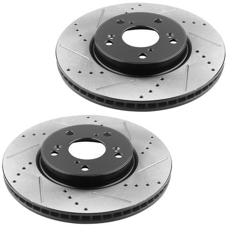 MotorbyMotor Front E-Coating Brake Rotors 292mm Drilled & Slotted Design Brake Rotor & Brake Pad kit Fits for 2013-2020 Honda Accord MotorbyMotor