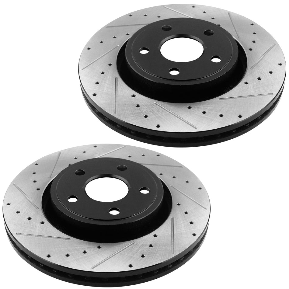 MotorbyMotor Front Brake Rotors & Brake Pad Kit 350mm Drilled & Slotted Design Fits for Jeep Grand Cherokee 2011-2017 (Exclude SRT Model or 6.2L /6.4L), Dodge Durango 2011-2017 (5.7 Only MotorbyMotor