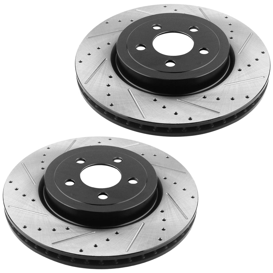 MotorbyMotor Front Brake Rotors 345mm Drilled & Slotted Brake Rotor & Brake Pad Kits Fits for Chrysler 300, Dodge Challenger Charger Magnum MotorbyMotor