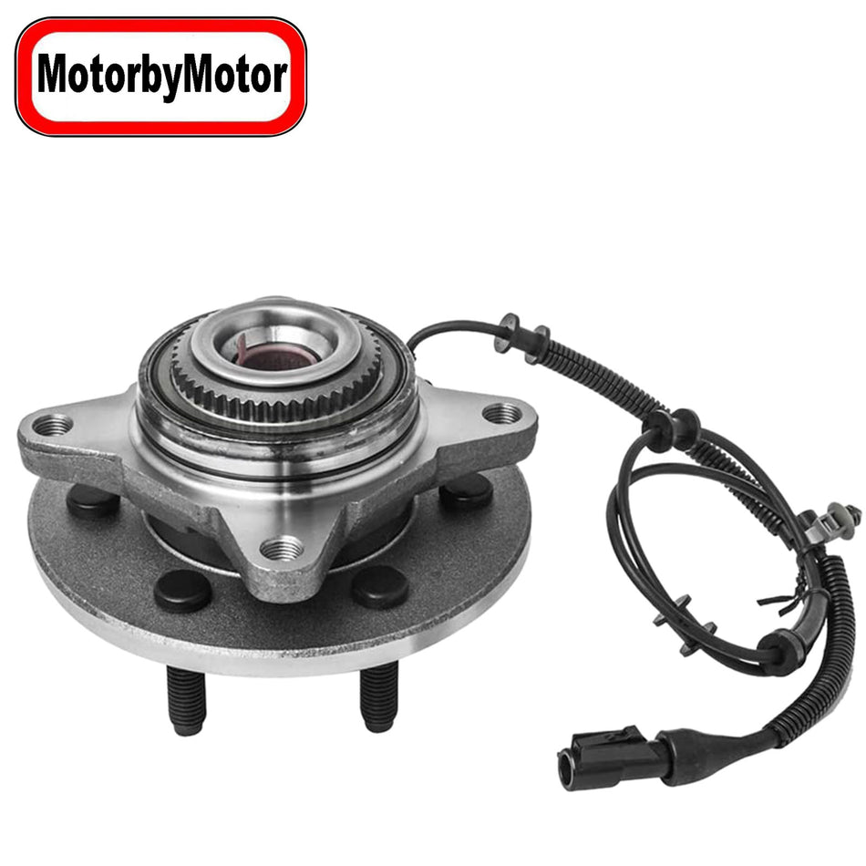 MotorbyMotor 515046 Front Wheel Bearing and Hub Assembly 4WD with 6 Lugs Fits for Ford F-150 2004 2005, Ford F-150 Heritage 2004 Low-Runout OE Directly Replacement Hub Bearing (w/ABS) MotorbyMotor