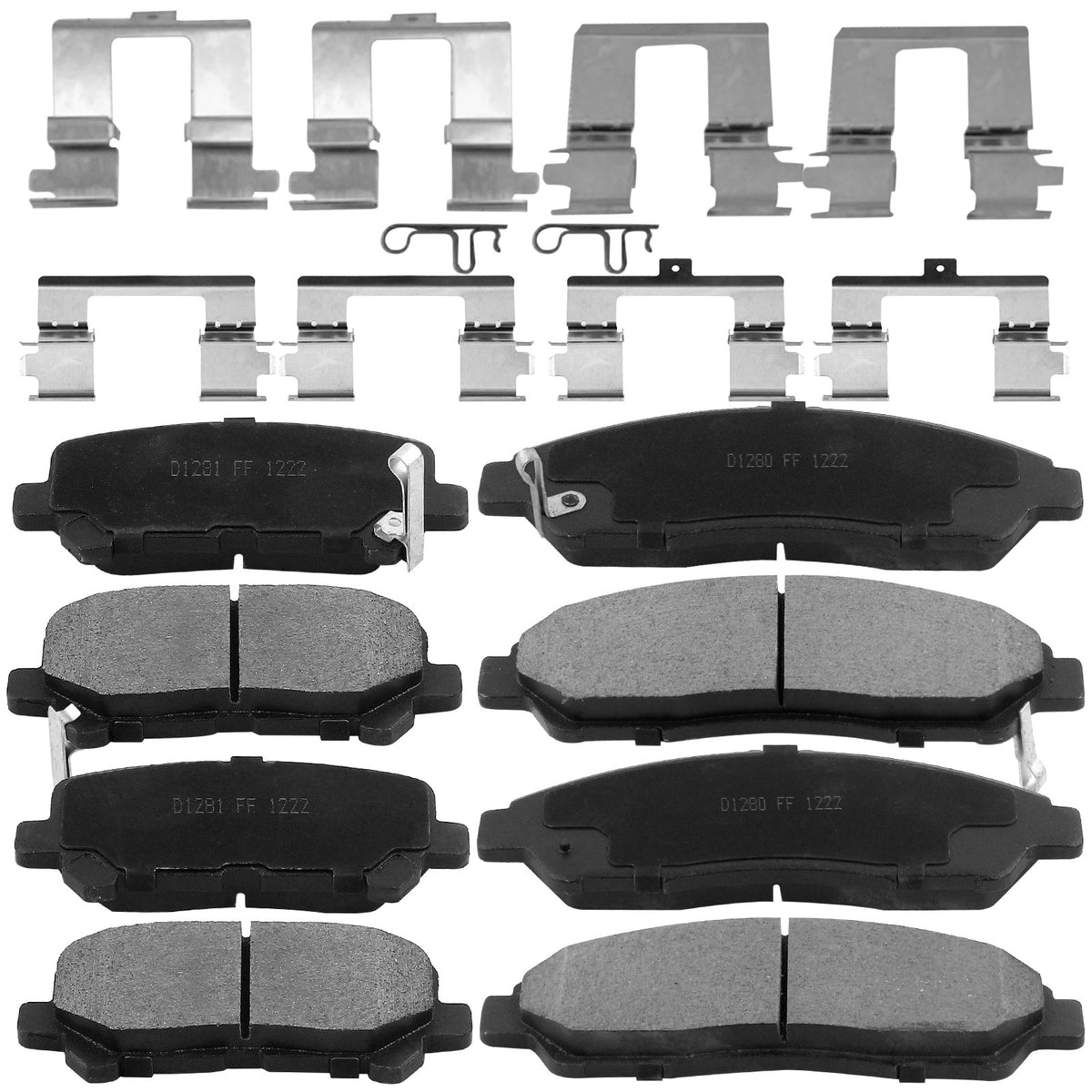 8 PCS Front & Rear Ceramic Brake Pads w/Hardware Kits Fits for Acura MDX 2007-2013, Acura ZDX 2010-2013, Honda Pilot 2009-2015 Low Dust Brake Pad (All Models) MotorbyMotor