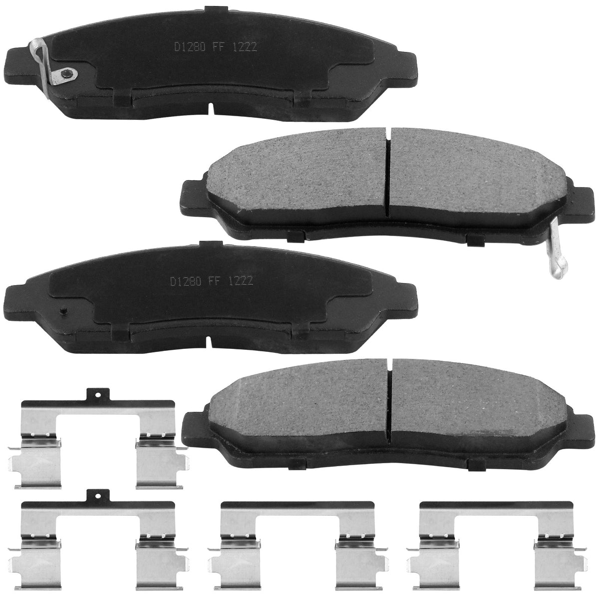 Front Ceramic Brake Pads w/Hardware Kits Fits for Acura MDX RLX ZDX, Honda Pilot-Low Dust Brake Pad-4 Pack MotorbyMotor