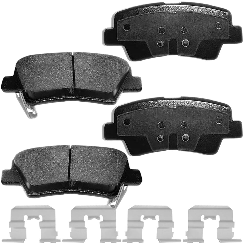 4PC Rear Ceramic Brake Pads with Hardware Kits Fits for Hyundai Azera Sonata, Kia Optima Low Dust Brake Pad MotorbyMotor