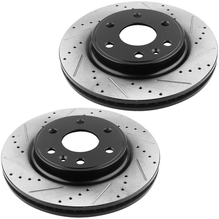 Front Drilled & Slotted Disc Brake Rotor Replacement for Buick Enclave, Chevy Traverse, GMC Acadia, Saturn Outlook-12.80" (325mm) 6 Lugs MotorbyMotor