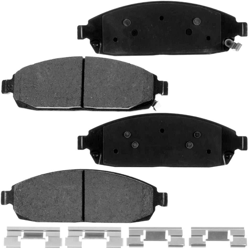 MotorbyMotor 4PC Front Ceramic Brake Pads with Hardware Kits, Jeep (Commander 2006-2010, Grand Cherokee 2005-2010 (Excludes SRT- 8)) Low Dust Brake Pad MotorbyMotor